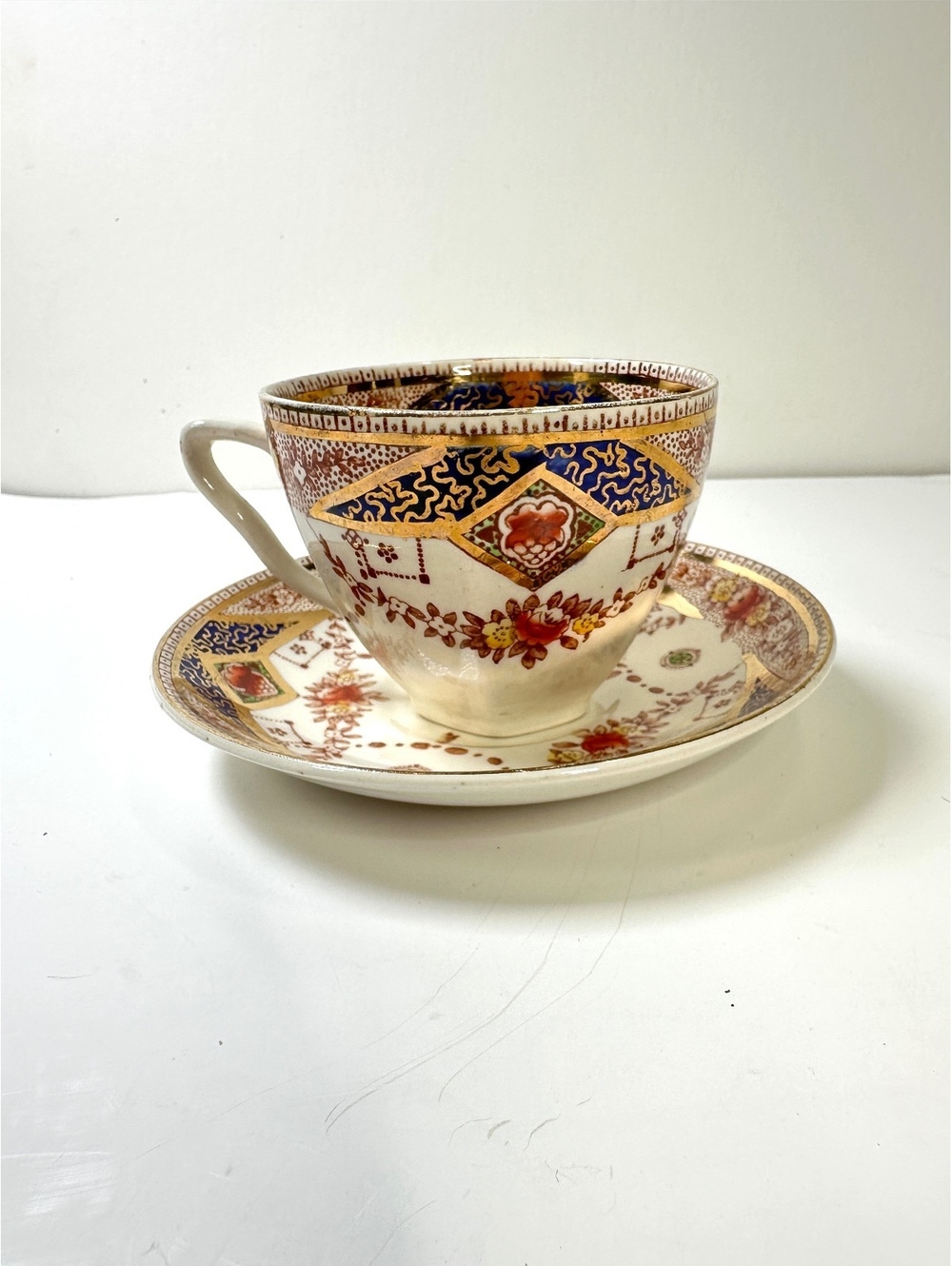 A.J. Wilkinson Royal Staffordshire England Imari Floral Gold Teacup Saucer #5625
